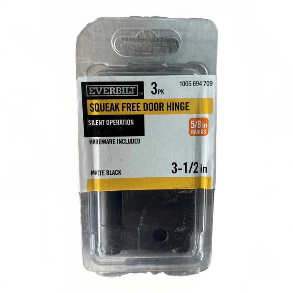 (12-Pack) Door Hinges Everbilt Radius Matte Black Squeak-Free 3-1/2 in. x 5/8 in